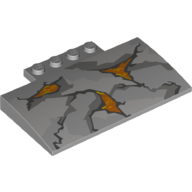 Lego Brick Curved 5 x 8 x 2/3 with Rock Cracked 3 Lava Hole Print / Light Bluish Gray