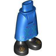 Lego Minidoll Hips and Skirt with Ankles Flowers, Black Shoes with Gold Decorations print / Blue