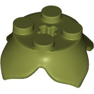 Lego Plant, Leaves, Round 2 x 2 x 2/3 with + Axle Hole and 4 Leaf Extensions / Olive Green