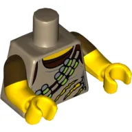 Torso, Dual Molded Arms, Tank Top, Torn with Ammunition Belt over Dark Brown Shirt Print, Dark Brown Sleeves Pattern, Yellow Arms and Hands / Dark Tan