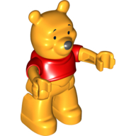 Lego Duplo Figure Bear, with Red Shirt Print (Winnie the Pooh) / Bright Light Orange