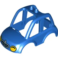 Duplo Car Body High Cab 2 Top Studs with Headlights, Grill Print / Blue