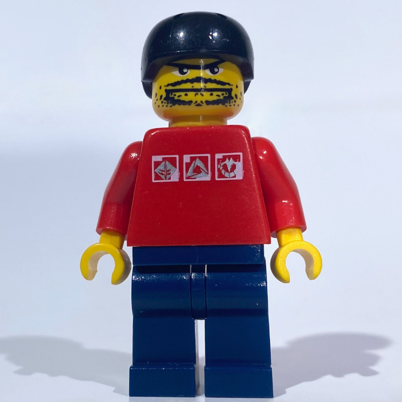 Lego Skateboarder, Red, Black Helmet