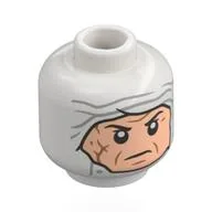 Minifig Head Dengar, Head Bandages, Light Nougat Face, Dark Tan Wrinkles / White