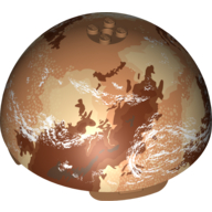 Lego Dome Hemisphere 11 x 11 with 2 x 2 Studs on Top and Tatooine Brown / Orange Planet Print
