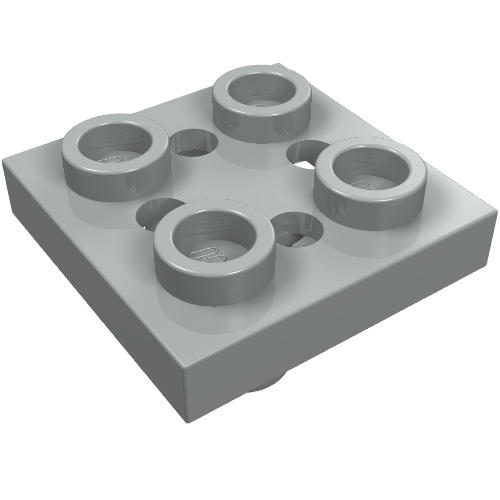 Lego Plate Special 2 x 2 with Pin on Bottom, Small Holes in Plate and Rotational Locking Fingers on Underside / Light Gray