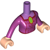 Lego Minidoll Torso Woman with Lavender Collar, Lime Jewel print, Light Nougat Hands / Medium Lavender