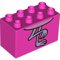 Lego Duplo Brick 2 x 4 x 2 with Flamingo Legs Print / Dark Pink