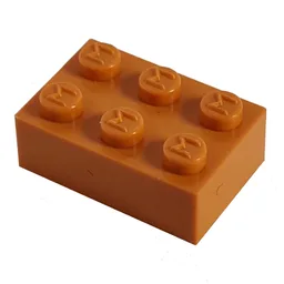Modulex Brick 2 x 3 with M on Studs / Modulex Orange