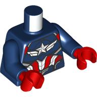 Lego Torso, Captain America Suit, White Star, White/Red Decorations print, Dark Blue Arms, Red Hands / Dark Blue