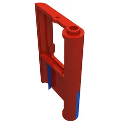 Door 1 x 4 x 5 Train Left with Blue Bottom Half Print / Red