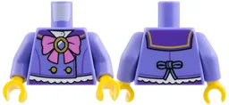 Torso Dark Purple Collar, Dark Pink Bow, Gold Buttons and Broach Pattern / Blue Violet Arms / Yellow Hands