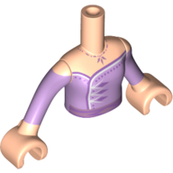 Lego Minidoll Torso Girl with Medium Lavender Dress, Lavender Buttons, White Trim / Light Nougat