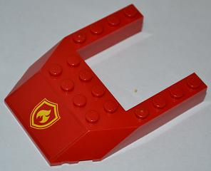 Lego Wedge 6 x 8 Cutout with Yellow and Red Fire Logo Badge Pattern (Sticker) - Set 4430