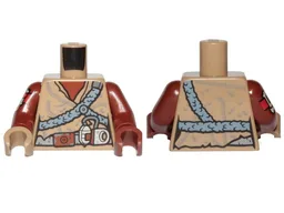 Torso Female SW Tunic and Sand Blue Plaited Belts Pattern / Reddish Brown Arms and Red and White Armor Plate Pattern on Right / Reddish Brown Hand Left / Dark Tan Hand Right