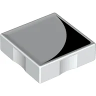 Duplo Tile 2 x 2 with Shape Black Inverse Quarter Disc Print / White
