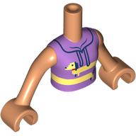 Lego Minidoll Torso Girl with Nougat Arms and Hands with Medium Lavender Hoodie, Bright Light Yellow Stretched Dog Around print / Nougat