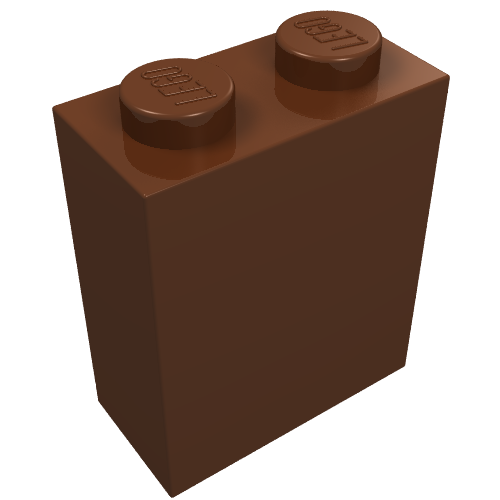 Lego Brick 1 x 2 x 2 with Inside Axle Holder / Reddish Brown