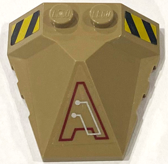 Lego Wedge 4 x 4 x 1 1/3 Pyramid Center with Stripes and Exo-Force Circuitry Right Pattern D (Stickers) - Sets 7702 / 7711 / Dark Tan