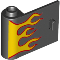 Lego Door 1 x 3 x 2 Left with Red and Yellow Flames print [w/Knob Hinge]