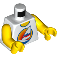 Lego Torso Sailboat with Sunset Print, Yellow Arms and Hands / White