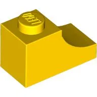 Brick Curved 2 x 1 with Inverted Cutout / Yellow