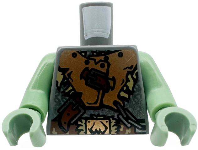 Lego Torso Castle Fantasy Era Armor with Brown Belts and Troll Symbol Buckle Pattern / Sand Green Arms / Sand Green Hands