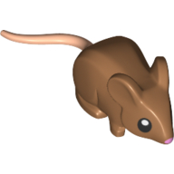 Lego Animal, Rodent, Rat / Mouse with Black Eyes and Pink Nose Print / Medium Nougat