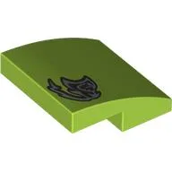 Brick Curved 2 x 2 x 2/3 with Silver Graffiti Print / Lime