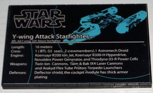 Lego Stickered Assembly 12 x 8 x 2/3 with Star Wars Logo and 'Y-wing Attack Starfighter' Pattern (Sticker) - Set 10134