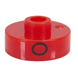 Pen Bead, Round Short, Flat Edge with 'O', 'S', 'D' Print / Red