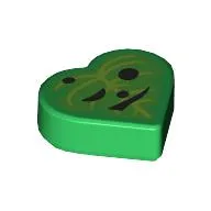 Tile 1 x 1 Heart with Bright Green Leaf, Face Print (Korok) / Green