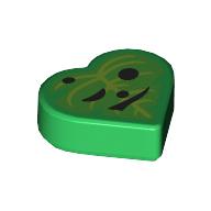 Lego Tile 1 x 1 Heart with Bright Green Leaf, Face print (Korok)