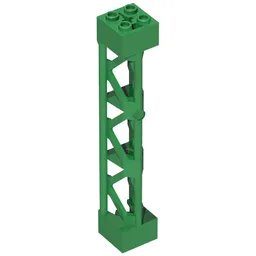Support 2 x 2 x 10 Girder Triangular Vertical - Type 4 - 3 Posts, 3 Sections / Green