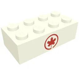 Brick 2 x 4 with Air Canada Maple Leaf Logo Print