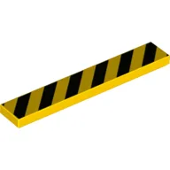 Tile 1 x 6 with Warning Stripes Print / Yellow