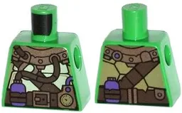 Torso Turtle Shell with Gauge and Purple Diving Bottles Pattern / Bright Green
