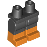Lego Hips with Black Legs and Orange Boots Pattern / Black