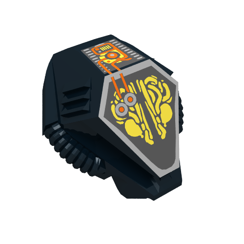 Lego Helmet with Hexagonal Top and Gold Alien Print