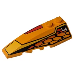 Brick Wedged, Curved 6 x 2 Left with Racer Hot Scorcher 4 Print / Medium Orange