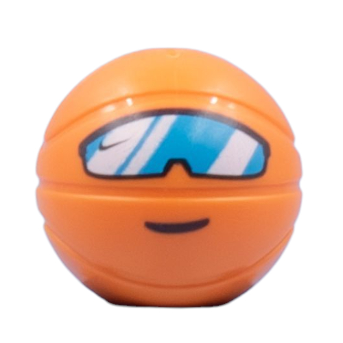 Lego Minifig Head Special, Basketball with White/Blue Visors print / Orange
