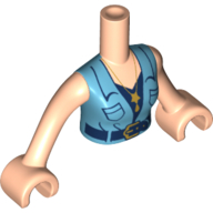 Lego Minidoll Torso Woman Medium Azure Jacket, Dark Blue Shirt, Pendant, Belt / Light Nougat