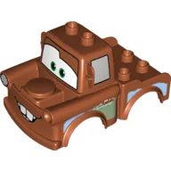 Duplo Car Body 2 Top Studs Truck with Cars Tow Mater, Bottom Teeth Print / Dark Orange
