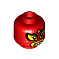 Minifig Head Scorpion Luchadora, Face Mask, Eyelashes, Peach Lips / Crossed Ties Print / Red
