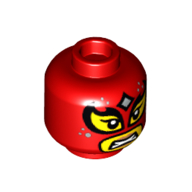 Lego Minifig Head Scorpion Luchadora, Face Mask, Eyelashes, Peach Lips / Crossed Ties Print / Red