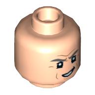 Lego Minifig Head Belloq, Dark Bluish grey Eyebrows, Wrinkles, Smirk print / Light Nougat
