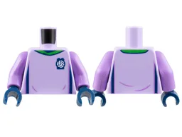 Torso Soccer Uniform, Bright Green Collar, White Ball on Dark Blue Brick Logo, Dark Blue Side Stripes Pattern / Medium Lavender Arms / Dark Blue Hands