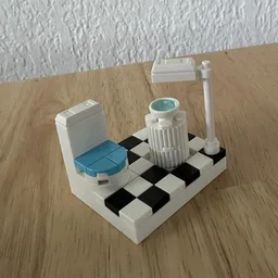 Tiny bathroom with chequered floor