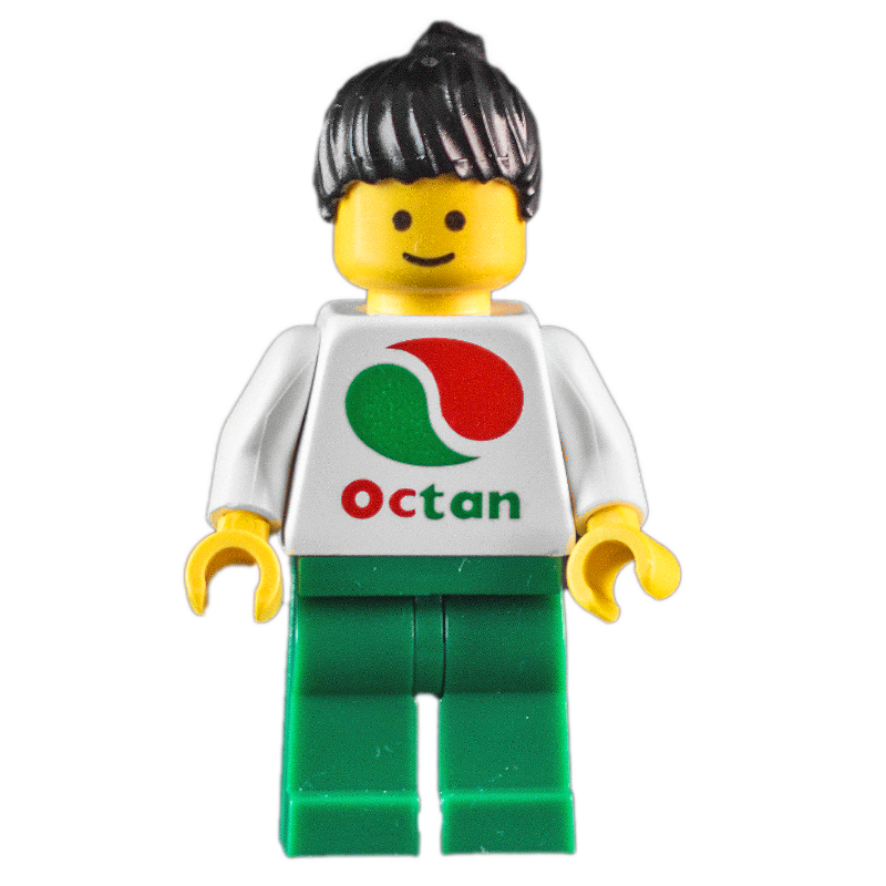 Lego White Torso Octan, Green Legs, Black Hair