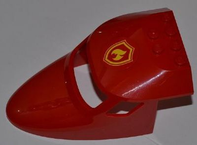 Lego Aircraft Fuselage Forward Top Curved 6 x 10 x 4 with 3 Window Panes with Yellow and Red Fire Logo Badge Pattern (Sticker) - Set 4209
